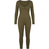 Missyempire Missy Empire Jumpsuit met wijde halslijn voor dames (Kaki Groen)
