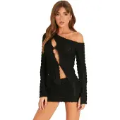 Missyempire Missy Empire Minirok met plooien en structuur voor dames (Zwart)