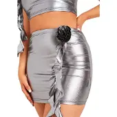 Missyempire Missy Empire Damesminirok met bloemenprint (Zilver)