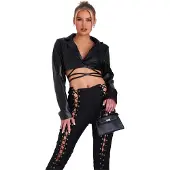 Missyempire Missy Empire Korte PU-blazer voor dames (Zwart)