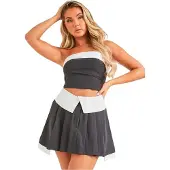 Missyempire Missy Empire Plissé-minirok voor dames (Houtskool)