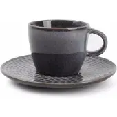 Salt&Pepper - Mokkakop 9cl en schotel grijs - Stitch - set/4