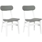 vidaXL Eetkamerstoelen met kussens 2 st massief hout rubber wit