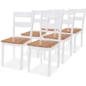 vidaXL Eetkamerstoelen 6 st massief rubberwood wit