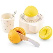 Woet Houten Speelgoed Citruspers - Speelset Inclusief Sinaasappel, Citroen en Beker met Rietje - Speelgoedkeukenmachine voor Kinderen - Rollenspel Keukenspeelgoed - Vanaf 3 Jaar
