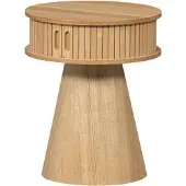 Woood Karri Nachtkastje Rond - Hout - Naturel - 46x38x38