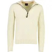 PME Legend Trui 'Pullover with half-zip and mixed textures' beige