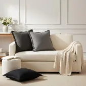 vidaXL Kussen met kussen HOUTEN 12 st Zwart Faux Linnen