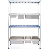 SuperMerchantEU Aluminium opbergrek GN 1/1, Aluminium;Polypropyleen, Zilver, 35,5(b)x112(d)x168,5(h)cm, 812266