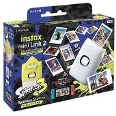 Fujifilm Pack Appareil photo instantané Instax Mini Link 2 avec étui en silicone Splatoon 3 Blanc