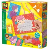 SES Creative - Fluffy Dieren Borduren - Sensorisch Speelgoed - 6 kleuren garen