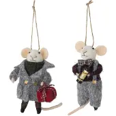 Bloomingville Peo kerstboomhanger wol 2-delig Grijs-zwart, 11 cm