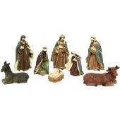 Décoris Kerstgroep poly 8 figuren multi 8st kerststal
