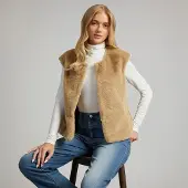 L'amore Couture Dames springfield gilet van nepbont - Natural