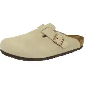 Birkenstock Boston suède taupe smal voetbed unisex instapper