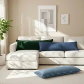 vidaXL Kussensloop 2 st HOUTEN Blauw 40 x 145 cm Faux Linnen