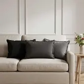 vidaXL Kussen met kussen HOUTEN 6 st Donkergrijs Faux Linnen