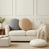 vidaXL Kussensloop 2 st HEERLEN Crèmekleurig Ø 60 cm Stof