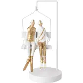 J-Line Skiërskoppel met skilift - polyresin - wit/goud