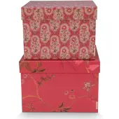 Pip studio set van 2 vierkante dozen blooming tales red