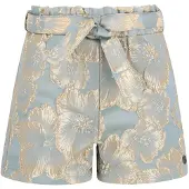 Like Flo regular fit gebloemde jacquard short met ceintuur - lichtblauw Korte broek Meisjes Polyester - maat 134/140