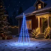 vidaXL Kerstboomverlichting met grondspies en vlaggenmast 180 cm