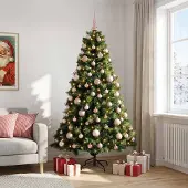 vidaXL Kunstkerstboom met kerstbal 210 cm 300 LED's Warmwit