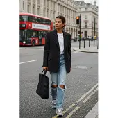 Trendyol TRENDYOLMİLLA Dames Zwart Effen Lang Oversized Blazers