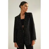Trendyol TRENDYOLMİLLA Dames Zwart Effen Lang Regular fit Blazers
