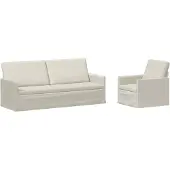 vidaXL - Bankstel - 2 - pcs - Crèmekleurig - fluweel