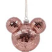 Disney Kerstbal plastic Mickey oren disco rose goud 8,5 cm