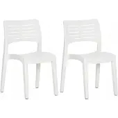 VMP 2x Witte Tuinstoelen Stapelbaar PP Comfortabel Balkon Terras