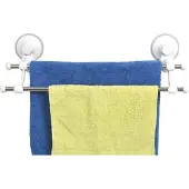 Tendance Porte-serviettes 2 barres en acier inoxydable à ventouse blanc