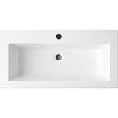 Lambini Designs Copparo compacte wastafel mineraalmarmer 100cm met kraangat wit glans