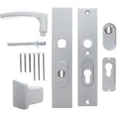 Starx Veiligheidsgarnituur - Aluminium F1 - Aluminium - - Deurklink en op SKG*** met kerntrekbeveiliging 195x50mm PC55/72 Aluminium F1