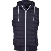 Urban Classics Heren Contrast Gewatteerd Gilet met Capuchon (Zwart/Wit)