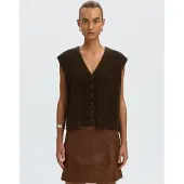 Selected Wolmix Gebreid Gilet Dames Bruin M
