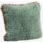 Madam Stoltz Wollen Sierkussenhoes – Turquoise & Karamel – 40x40 cm – Handgeweven