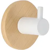 Tendance Patère simple en bambou et métal peint adhésif 3M blanc