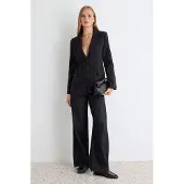 Trendyol TRENDYOLMİLLA Dames Zwart Effen Lang Regular fit Blazers