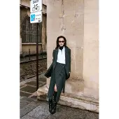 Trendyol TRENDYOLMİLLA Dames Zwart Gestreept Lang Regular fit Blazers