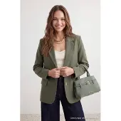 Trendyol TRENDYOLMİLLA Dames Groen Effen Lang Regular fit Blazers