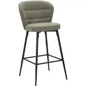 Mauro Ferretti 2-delige set LOSANNA barkrukken, groen, 52 x 59 x 108 cm – Beklede krukken met zwarte metalen poten – Glamour ontwerp geïnspireerd door de jaren 70