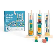 BS Toys Stapelblokken, torenbouwset, 28 x 26 cm, hout, 55-delig