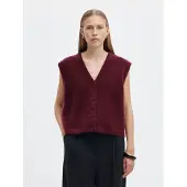 Selected Wolmix Gebreid Gilet Dames Rood L