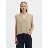 Selected Wolmix Gebreid Gilet Dames Bruin XXL