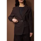 Trendyol TRENDYOLMİLLA Dames Bruin Gestreept Lang Regular fit Blazers