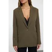 Trendyol TRENDYOLMİLLA Dames Kaki Effen Lang Regular fit Blazers