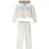 MINOTI Meisjes Text Cropped Brede Benen Hoodie en Joggers Set (Wit)