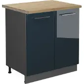 Vicco Wastafelkast Fame-Line Donkerblauw hoogglans 80 cm , WB Eik, Model 48807